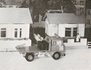 BAYKO buildings as background to the new DINKY TOTS Bedford TK coal lorry